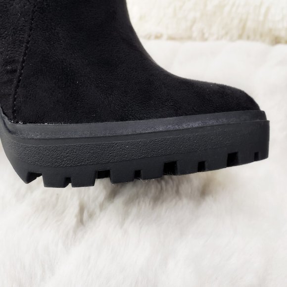 Size 10 Boardwalk Vegan Suede Over The Knee 4" Chunky Heel Boots Brand New - Picture 10 of 16
